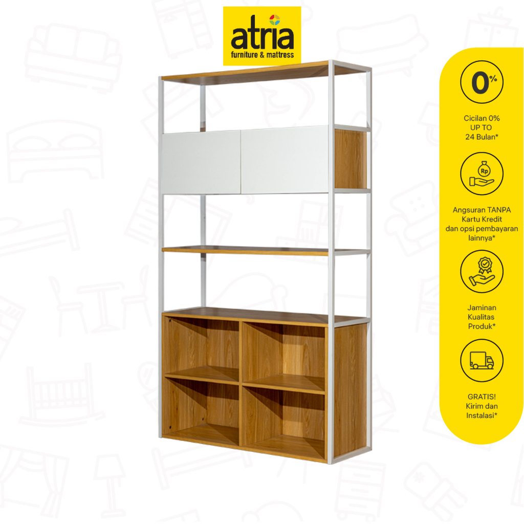 Jual Atria Rak Berlin Showcase SF-9840 100x35x180 Walnut/White | Shopee ...