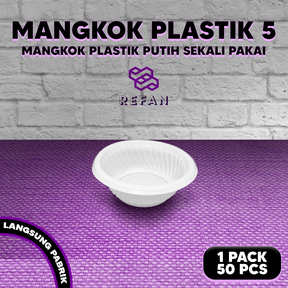 Jual Mangkok Plastik Putih Susu / Mangkok Plastik Sekali Pakai Ukuran 5 ...