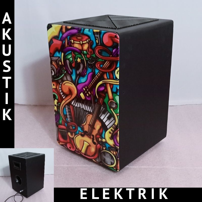 Jual cajon akustik elektrik kahon duduk kajon premium drum box motif