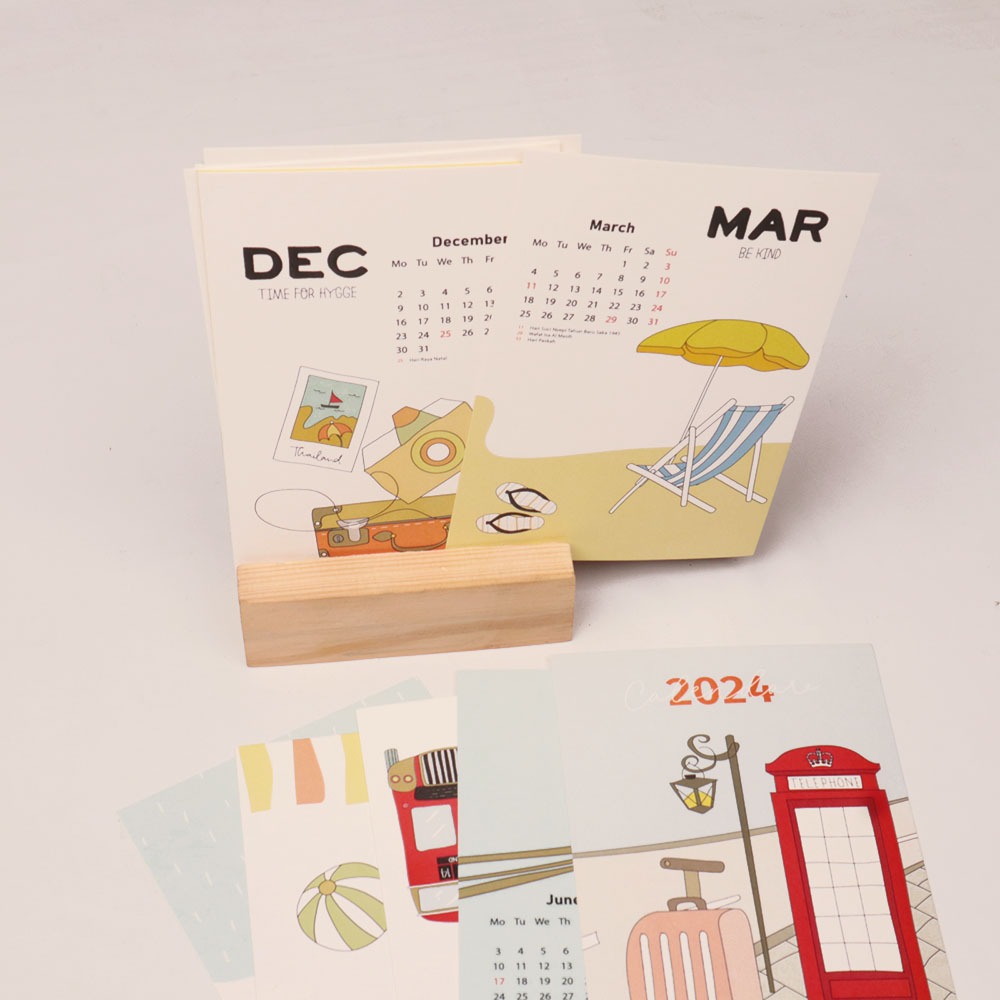 Jual Calendar 2025 A6 #Nature - Wooden Kalender A6 - Kalender Meja ...