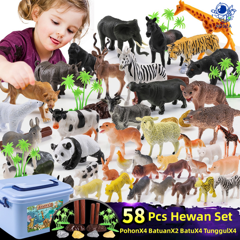 Jual NODIA 58PCS Mainan Model Hewan Simulasi Set Boneka Binatang Dari ...