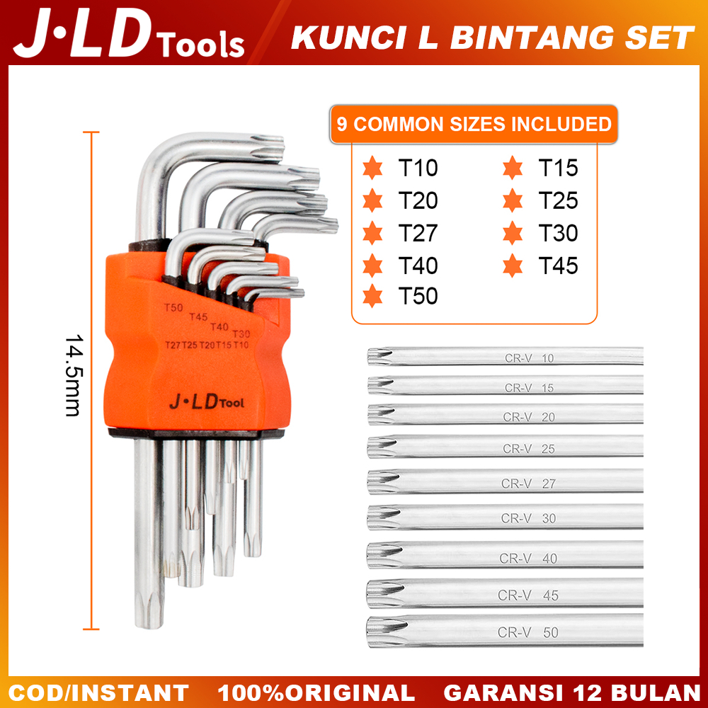 Jual JLD 9Pcs Kunci L Set Kombinasi Ball and Bintang/Hex Key 1.5 - 10 ...