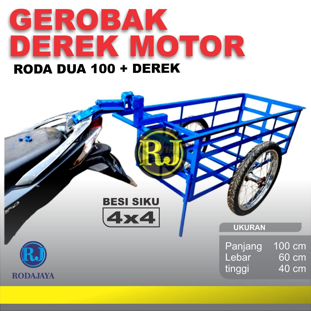 Jual Gerobak Derek Motor Ukuran 100x60x50 Siku 4x4 Kereta Barang