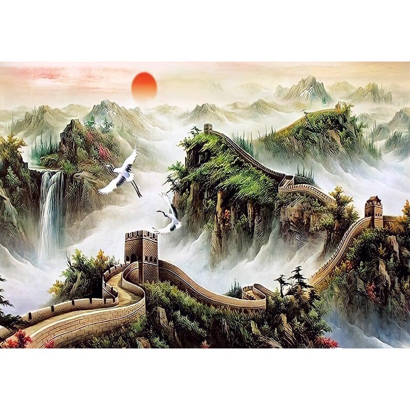 Jual lukisan cetak gambar tembok besar china plus bingkai | Shopee