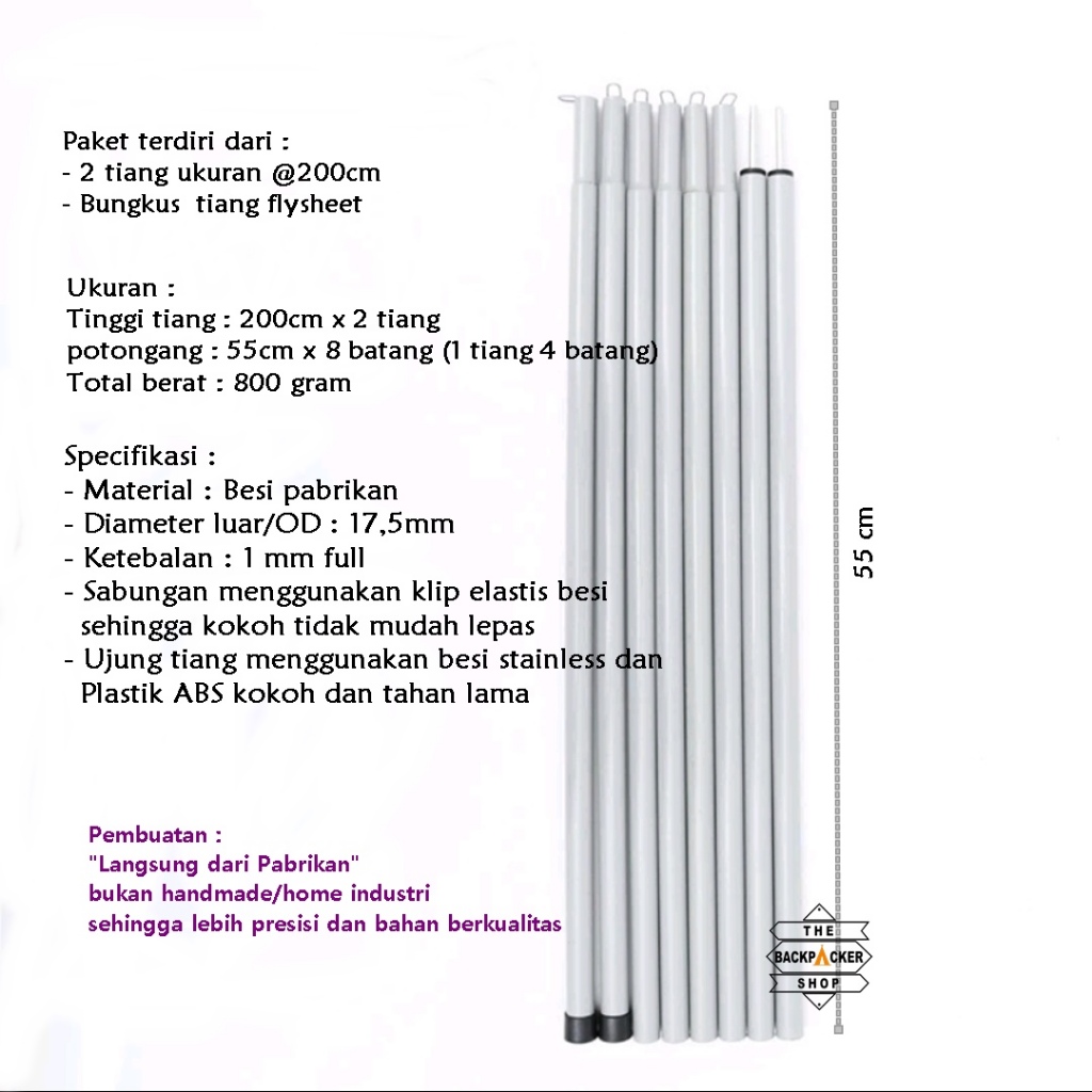 Jual Tiang Flysheet Tenda Tinggi Cm Set Isi Tiang Original