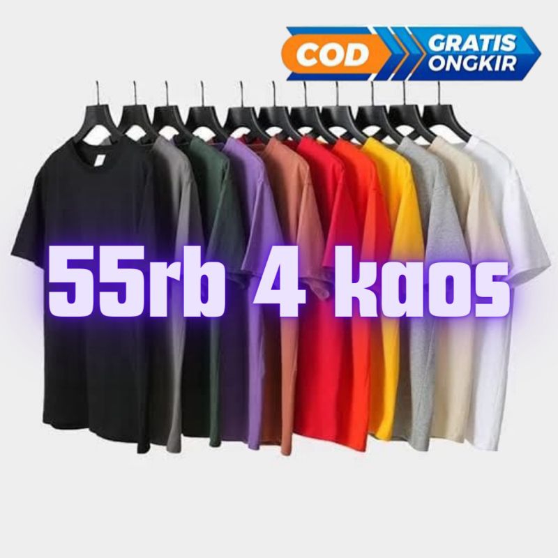 Jual PAKET HEMAT 55rb DAPAT 4 KAOS POLOS | Shopee Indonesia