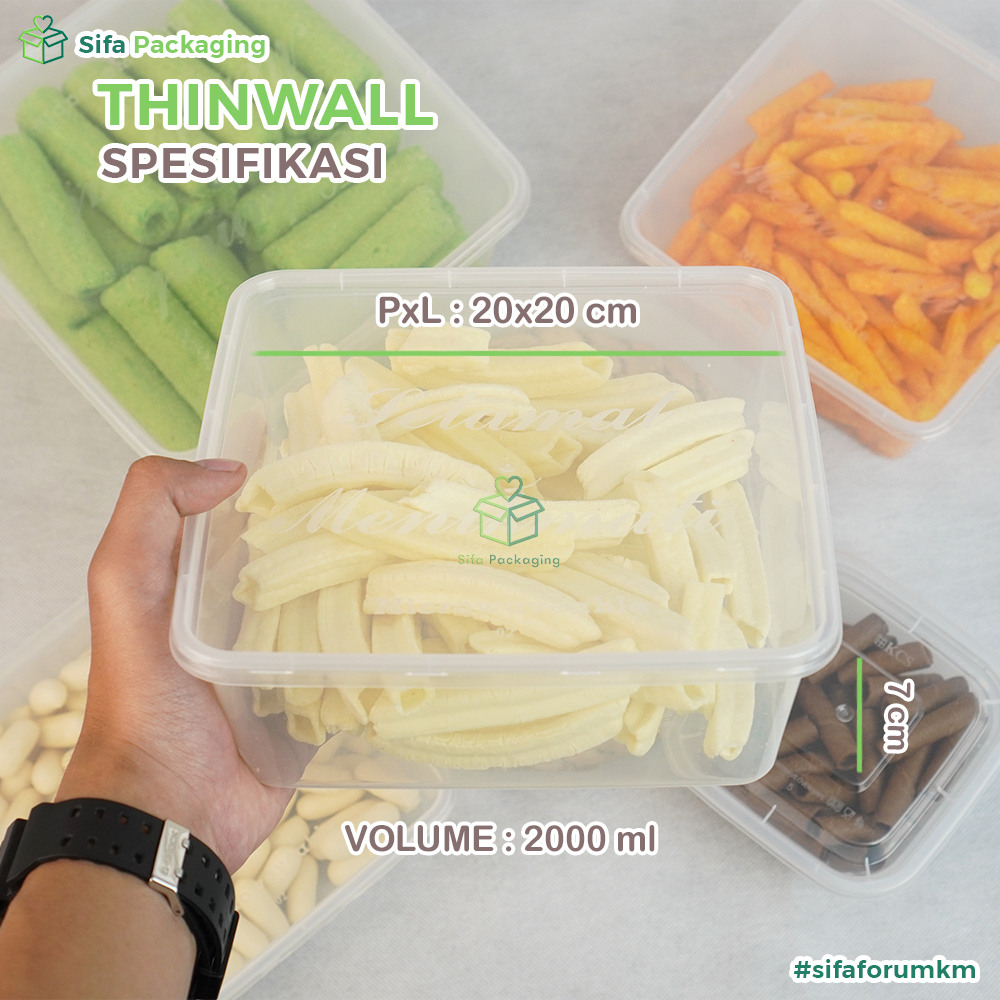 Jual Thinwall Square Kotak Tutup 500ml 1000ml 1500ml 2000ml 3000ml