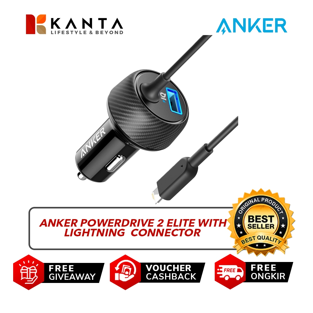 Jual Anker PowerDrive 2 Elite With Lightning Connector | Shopee Indonesia