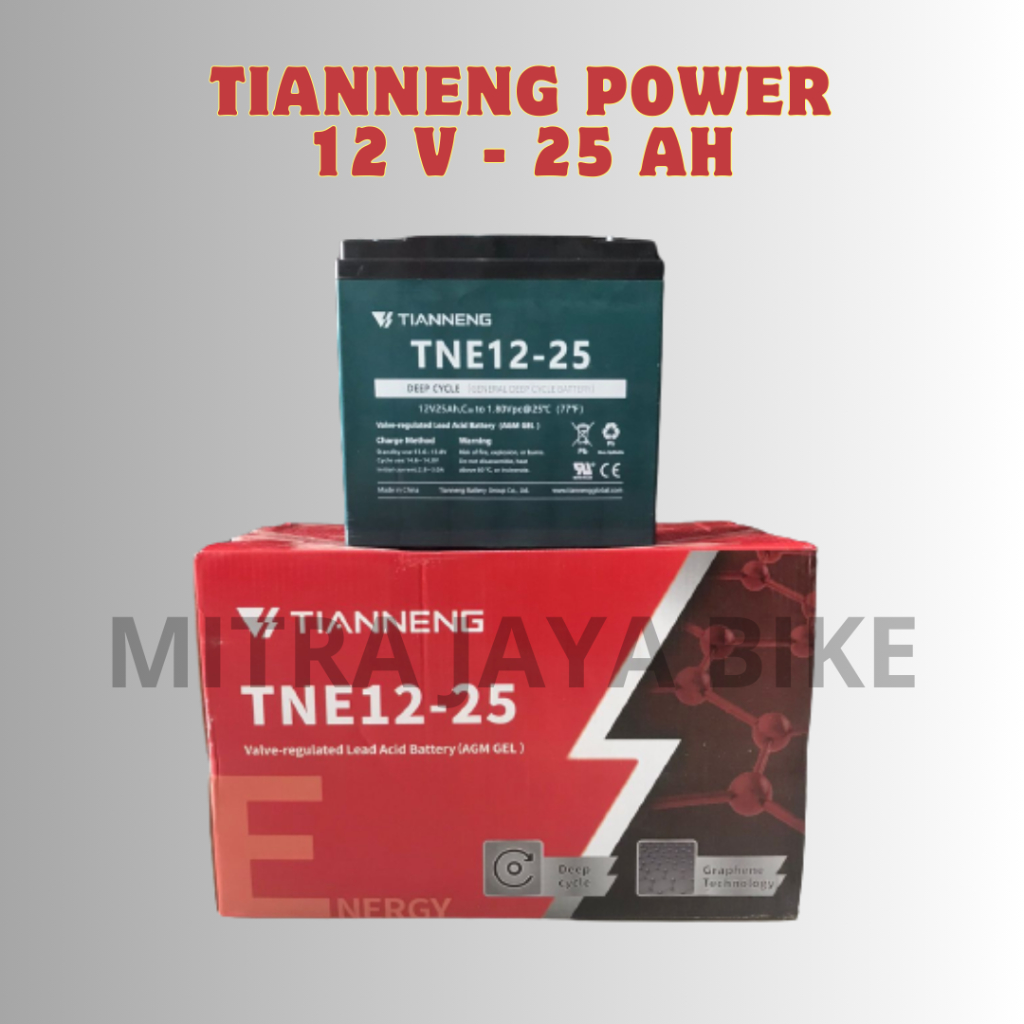 Jual Tianneng TNE12-25 Aki Kering Motor Listrik/Sepeda Listrik 12V 25Ah ...