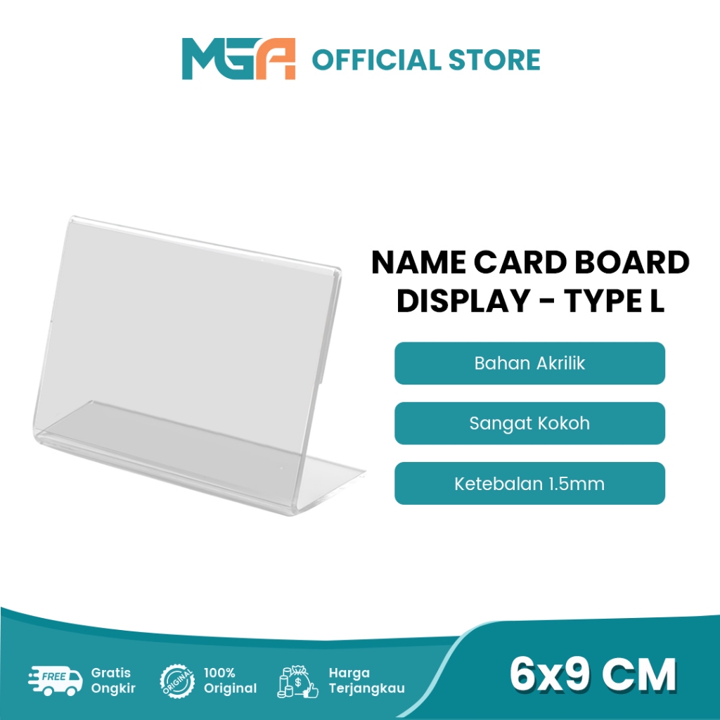 Jual Papan Kartu Nama Akrilik Tipe L 2mm / Stand Card Name / Kartu Bisnis Name Tag Meja Kantor
