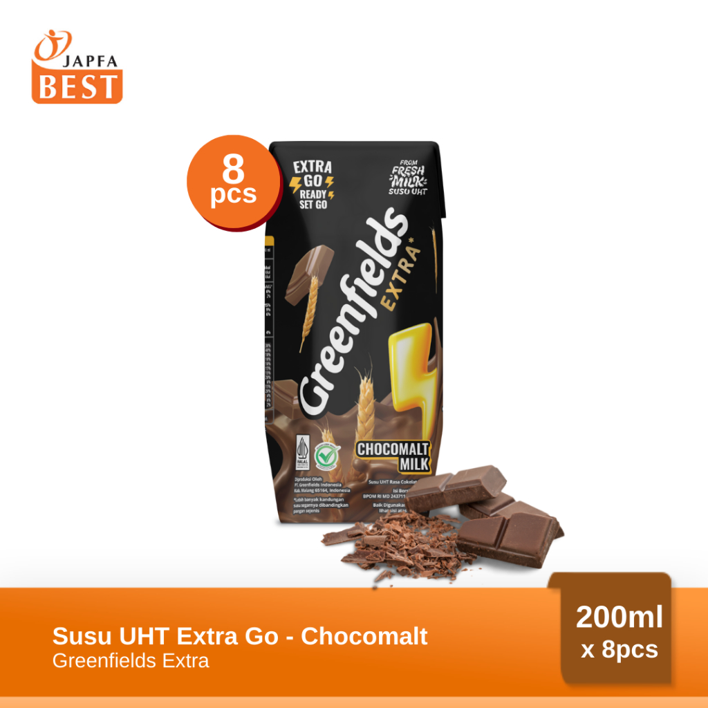 Jual Susu Greenfields UHT Extra Go - Chocomalt 200ml - isi 8pcs ...