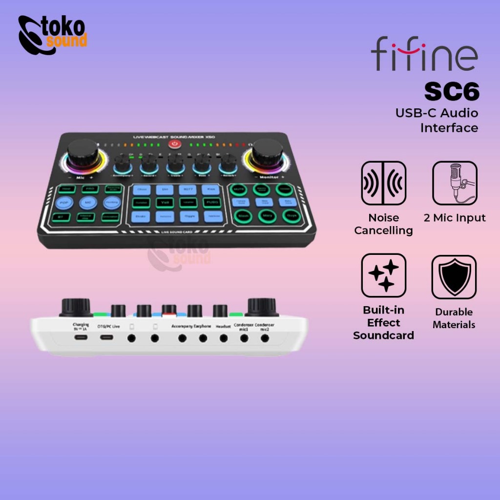Jual FIFINE SC6 LIVE STREAMING AUDIO CONSOLE MIXER WITH AUDIO INTERFACE ...