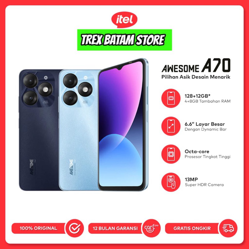 Jual ITEL AWESOME A70 RAM 4 8 GB 128 GB GARANSI RESMI BATAM 