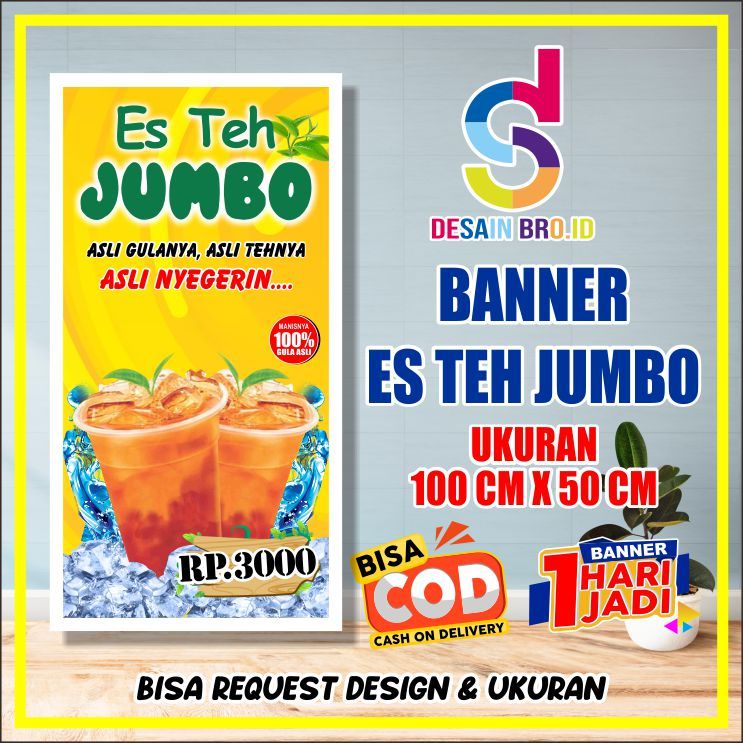 Jual Bannerspanduk Es Teh Jumbo Bisa Custom Ukuran 100x50 Cm Shopee Indonesia 8081