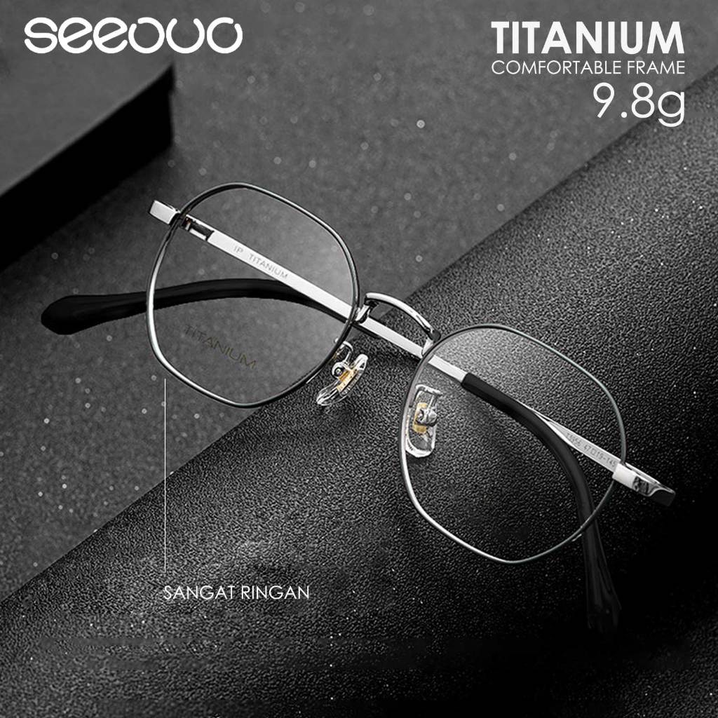 Jual Seeouo Frame Kacamata Style Bulat Titanium Elegan Ringan Kokoh