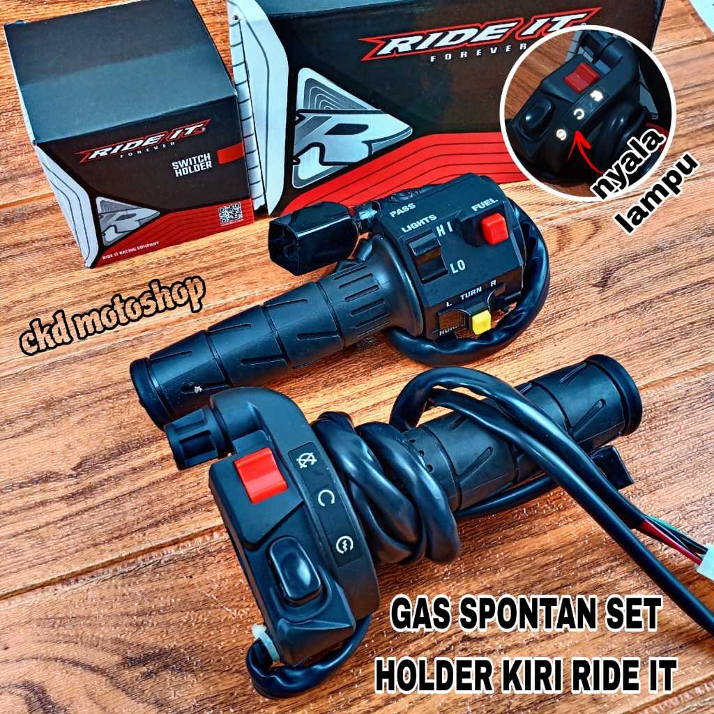 Jual Gas Spontan Kontan Ksr Ride It Nyala Putih Lampu Plus Handgrip Kaze Set Holder Kiri