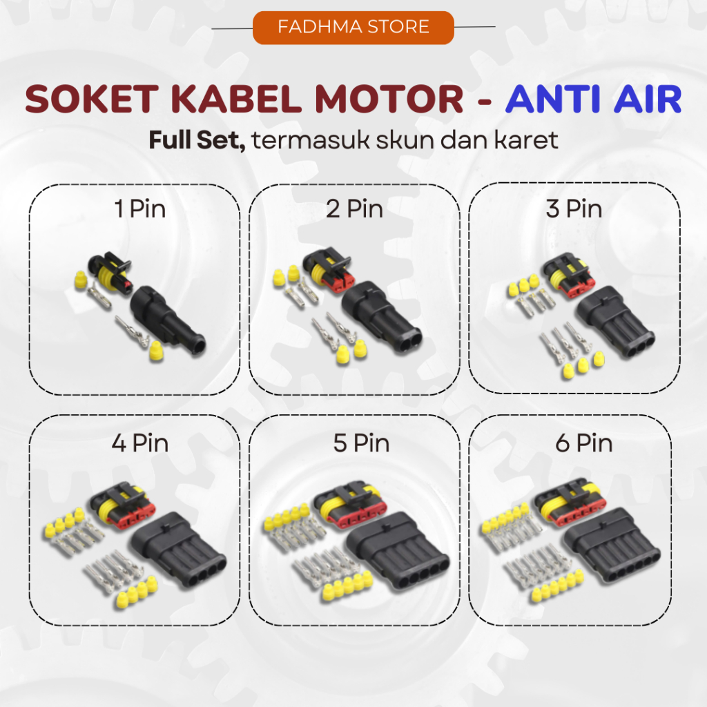 Jual Soket Socket Konektor Kabel Pin Waterproof Anti Air Set Lengkap Dengan Skun