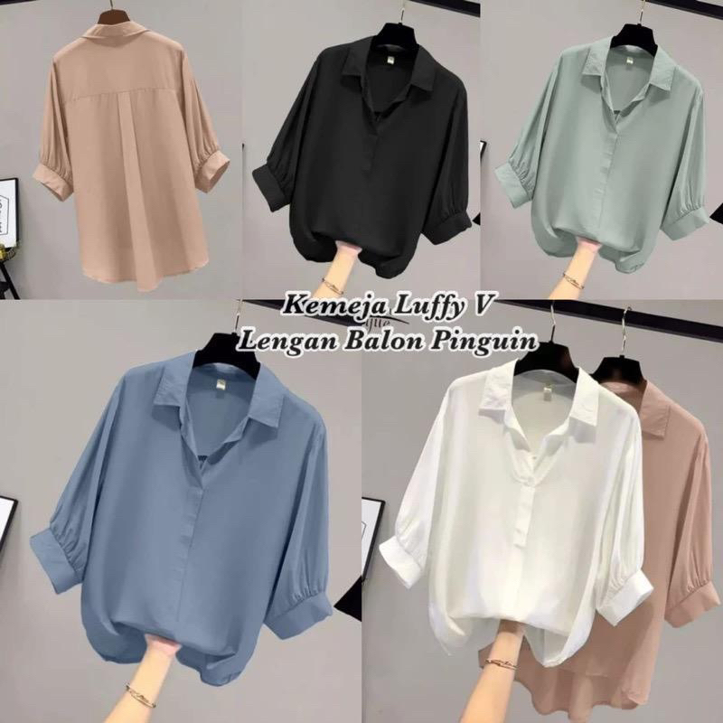 Details Collar Ruffle Window Kemeja Wanita