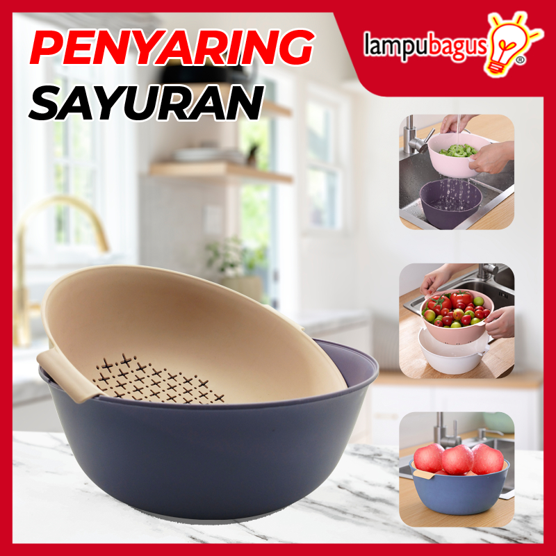 Jual Keranjang Pencuci dan Pengering Sayuran buah Wadah Baskon Saringan ...