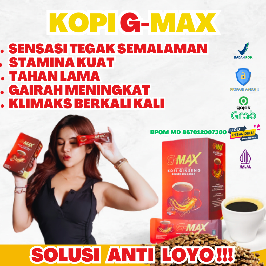 Jual Kopi Gmax Original Kopi Kuat Pria Tahan Lama Tingkatkan Stamina