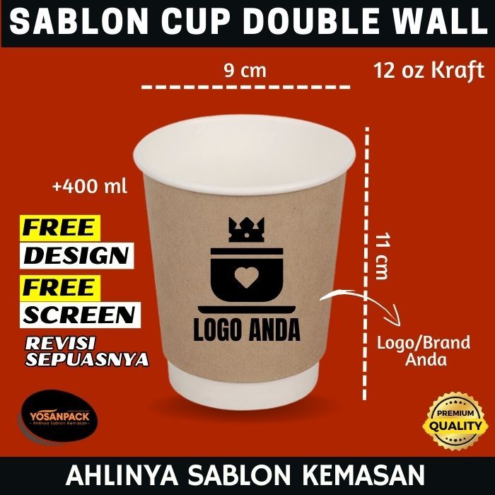 Jual Sablon Paper Cup Double Wall 8 oz & 12 oz 1 Warna - FREE DESIGN ...