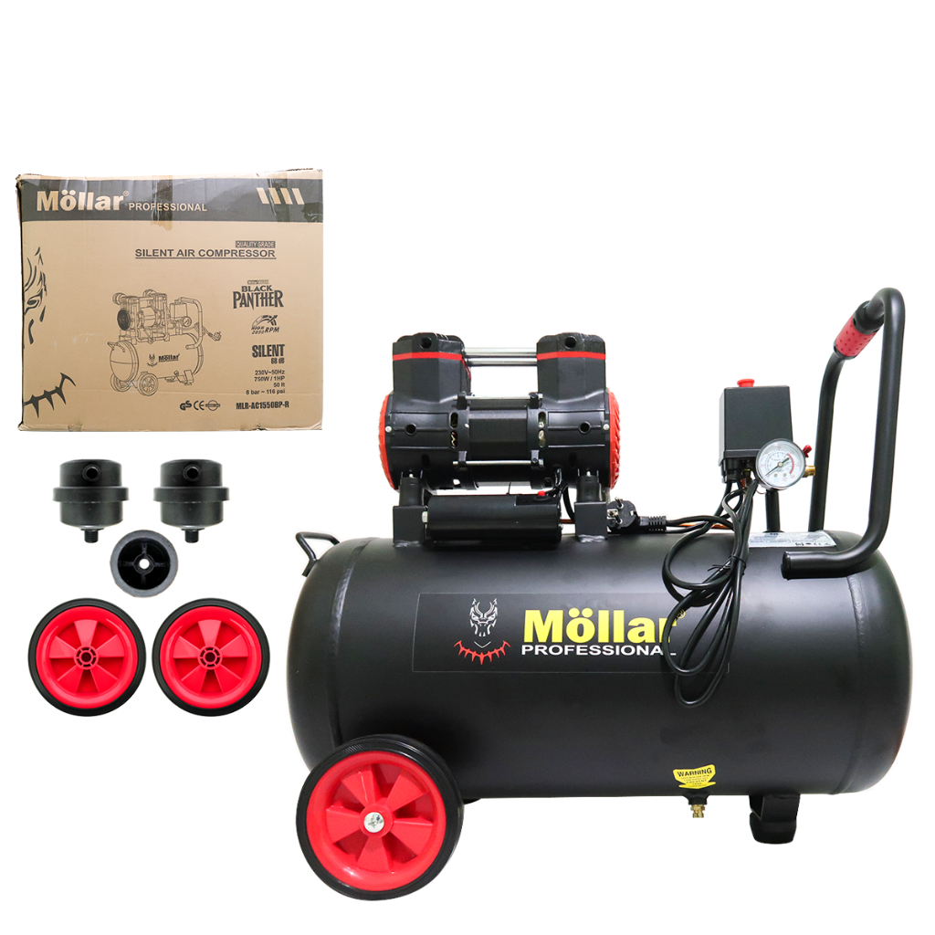 Jual MOLLAR AC1550BP-R Kompresor Angin 1 HP 50 Silent Oilless Black ...