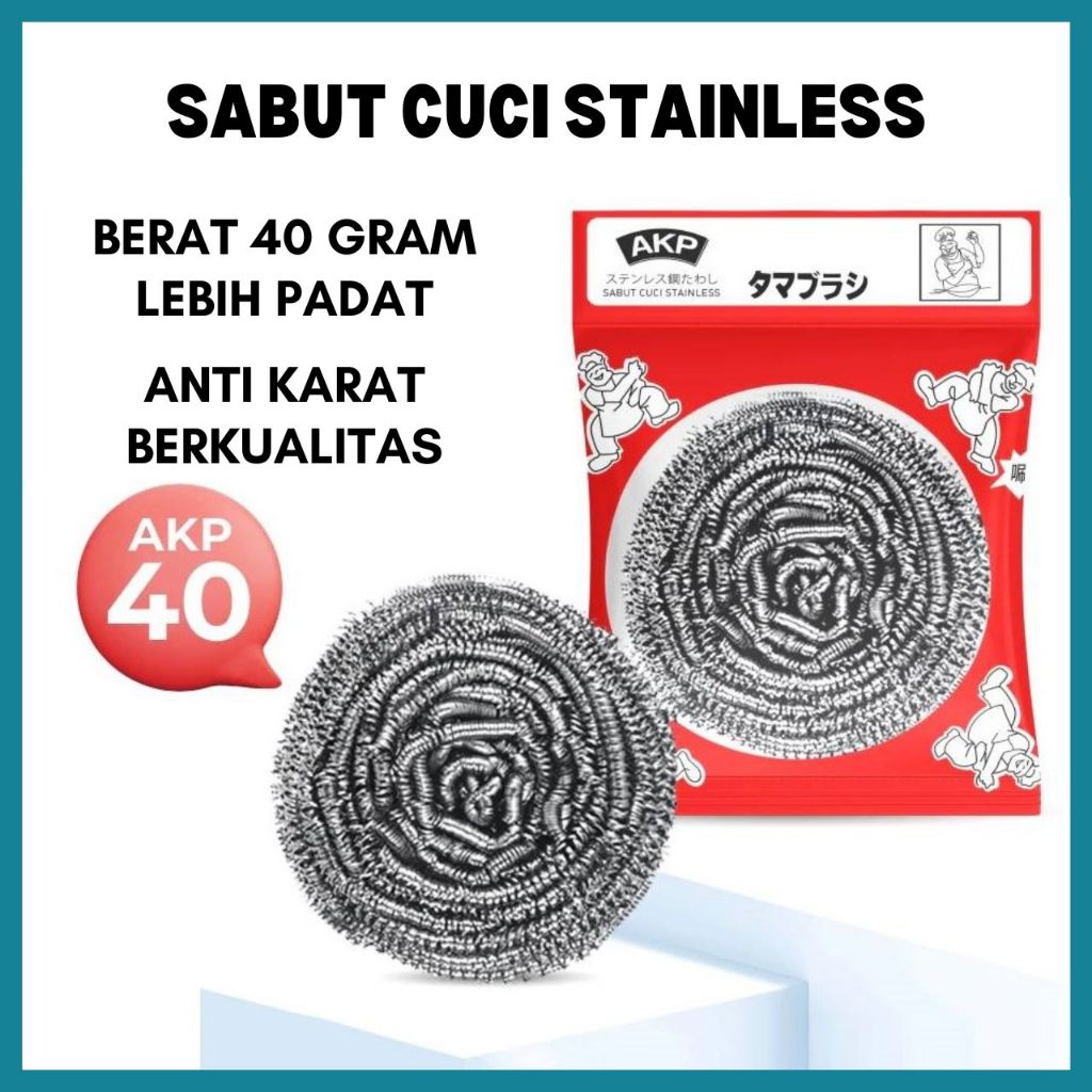 Jual Sabut Sikat Cuci Piring Stainless 40 Gram Kawat Besi Spons Gosokan ...