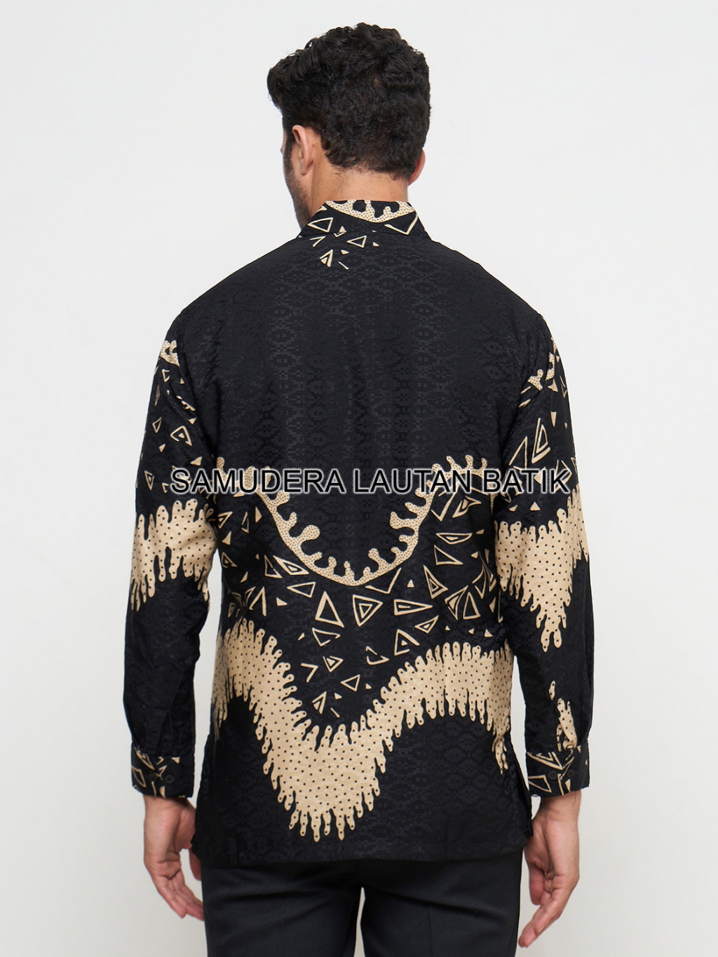 Jual Kemeja Batik Pria Dobby Warna Hitam Cream,Batik Pria Warna Hitam ...