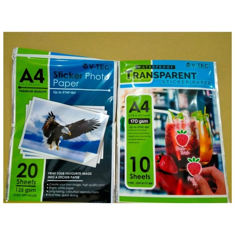 Jual Kertas Stiker Photo Paper V-Tec A4 | Shopee Indonesia