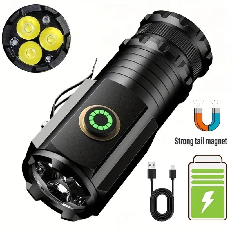 Jual Senter mini super terang tri led with baterai | Shopee Indonesia