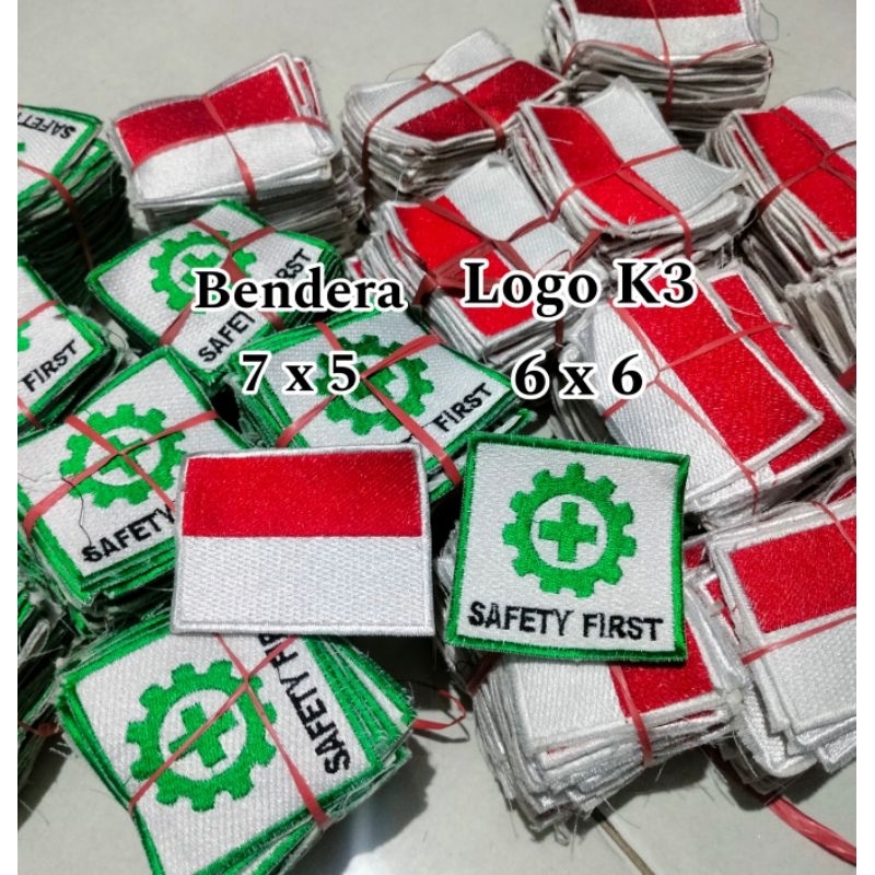 Jual Bed Bedge Bendera Merah Putih Logo K3 Full Bordir Bendera Safety First Shopee Indonesia