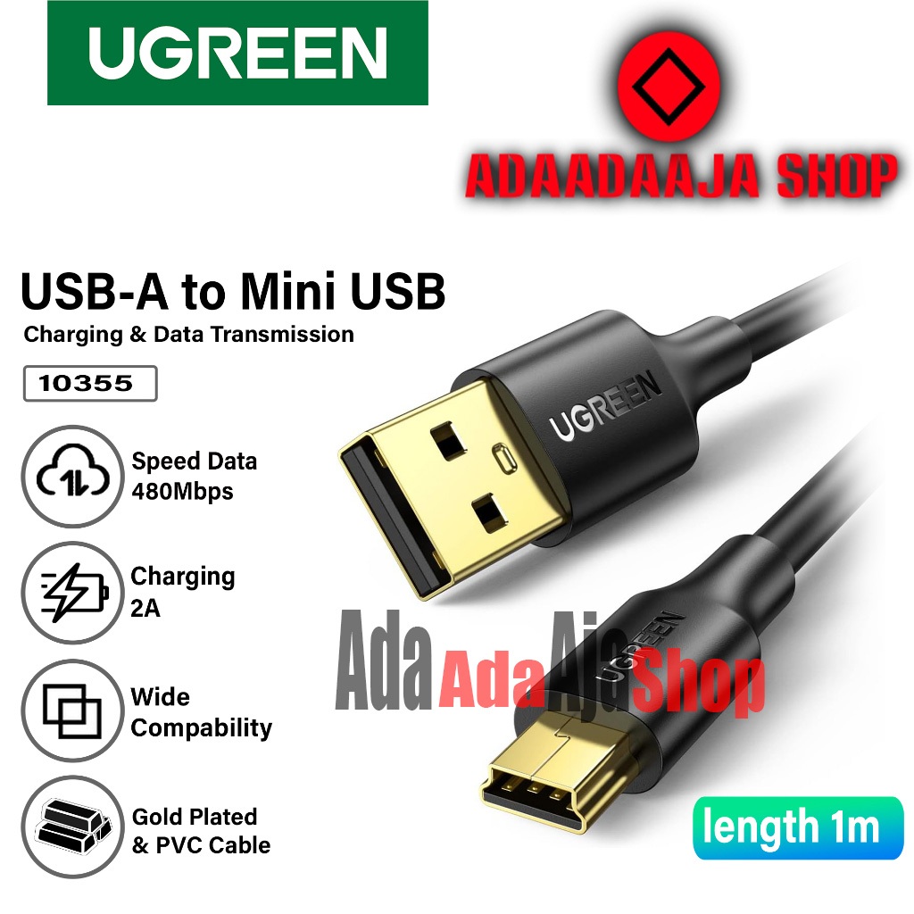 Jual Ugreen Kabel Data Usb 2 0 To Mini Usb 5 Pin 2a For Ps3 Hdd Charge Shopee Indonesia