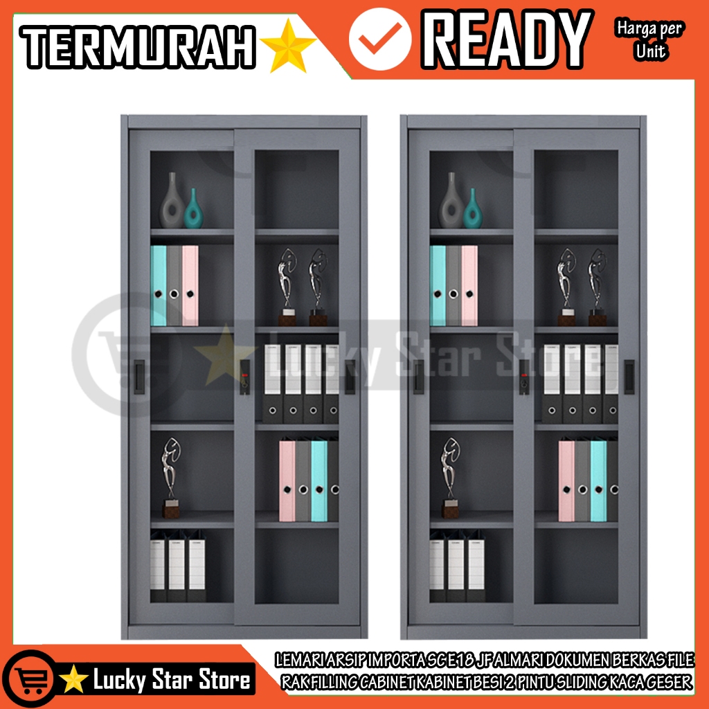 Jual [Kargo] LEMARI FILE BUKU 2 PINTU RACKK SLIDING GESER KACA ARSIP ...