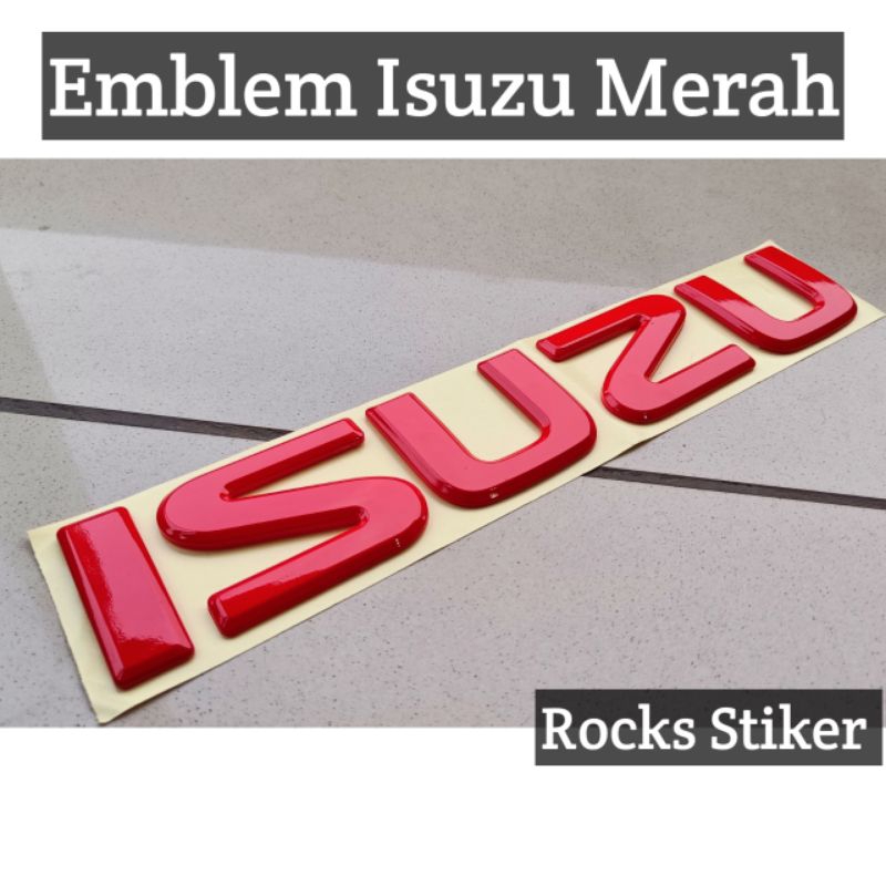 Jual Emblem Logo Mobil Trek Tulisan Isuzu Elf Kabin Depan Warna Merah