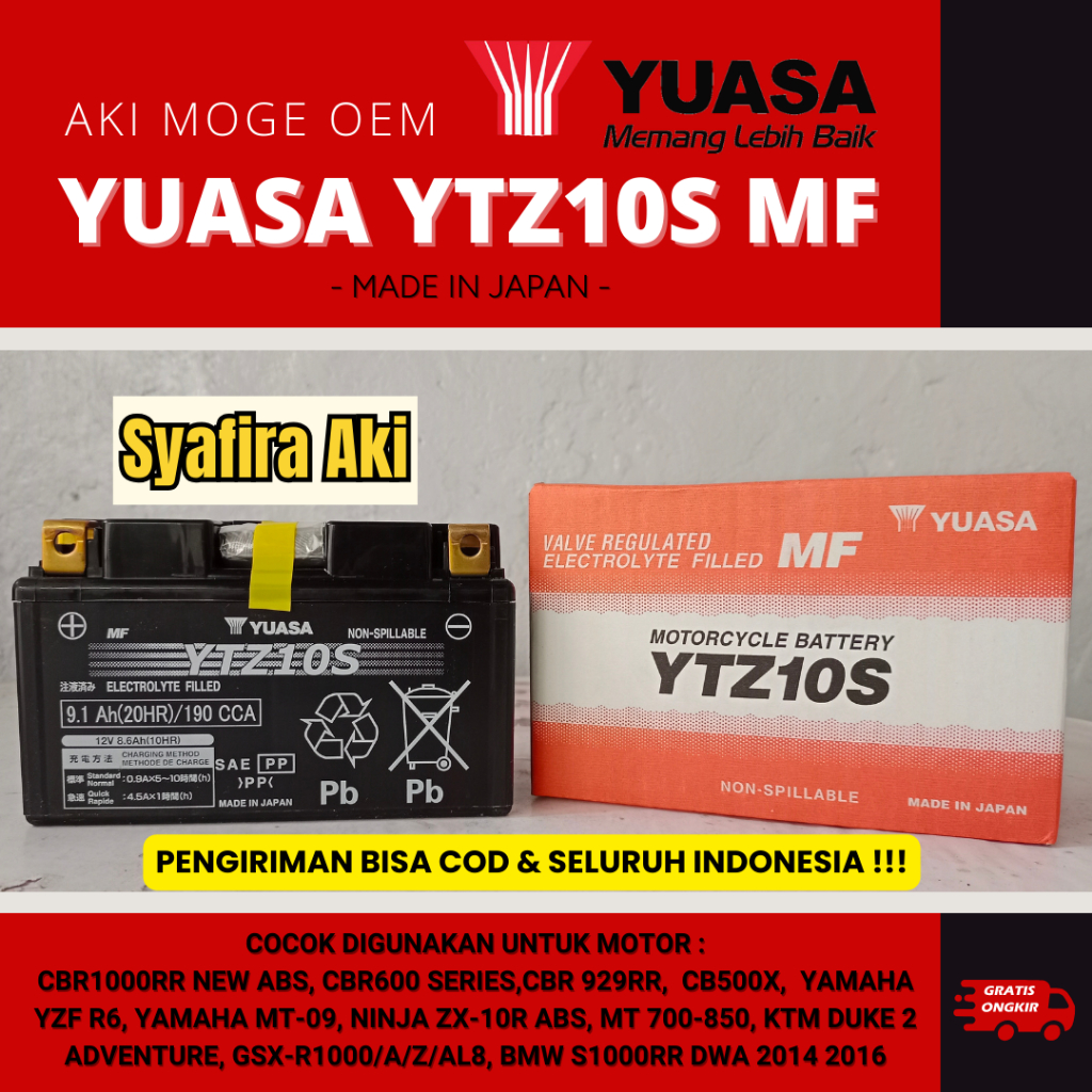 Jual AKI CBR 600,YAMAHA R6 AMARON HETZ10S 9 Ah / YUASA YTZ10S 8Ah AKI ...