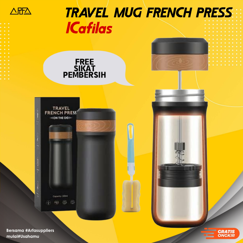 Jual ICafilas Travel Mug Coffee Maker French Press Portable FREE