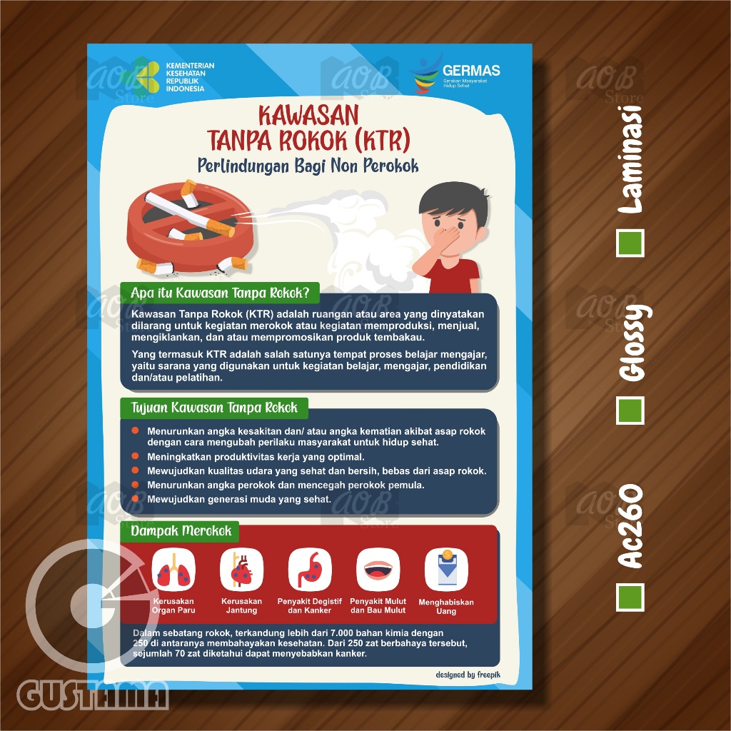 Jual Poster Kawasan Tanpa Rokok, KTR Umum Poster Laminasi A3 | Shopee ...