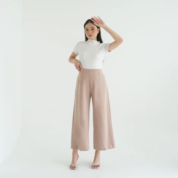 Yu Mi Basic Kulot Kancing By Lilac C1784 Kulot Highwaist Scuba Premium Office Pants Kulot Basic