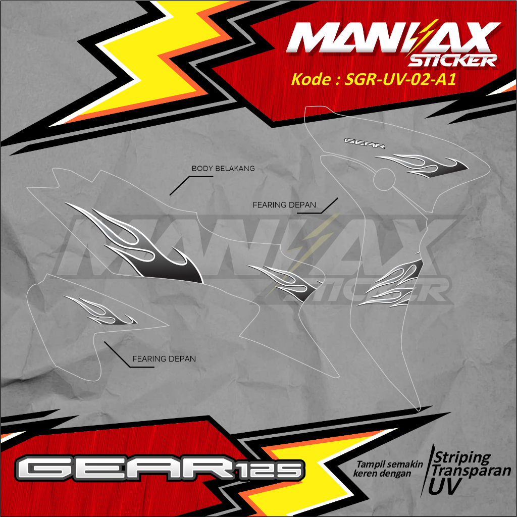 Jual STIKER STRIPING UV TRANSPARAN YAMAHA GEAR 125 MOTIF API / STRIPING ...