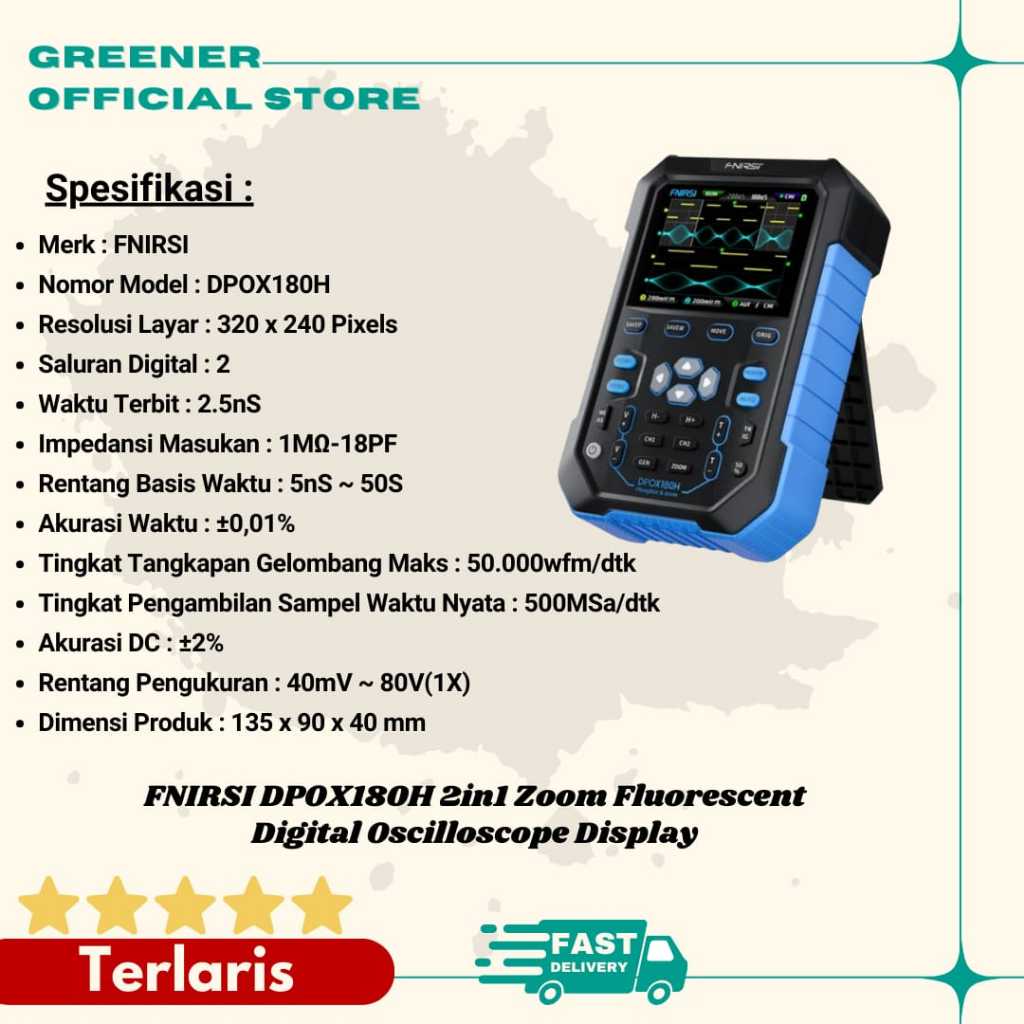 Jual FNIRSI DPOX180H 2in1 Zoom Fluorescent Digital Oscilloscope Display ...