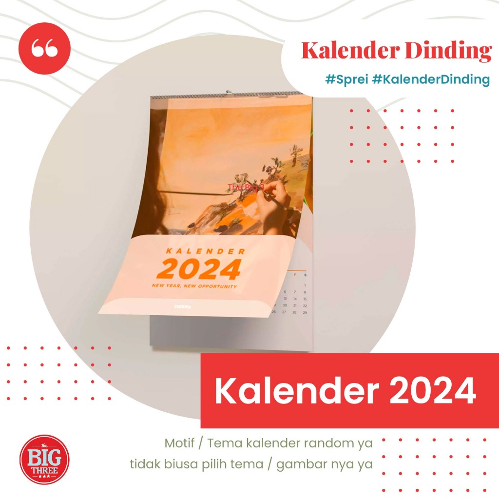 Jual Kalender Dinding 2024 Indonesia Besar 50 x 34 cm TBT Shopee