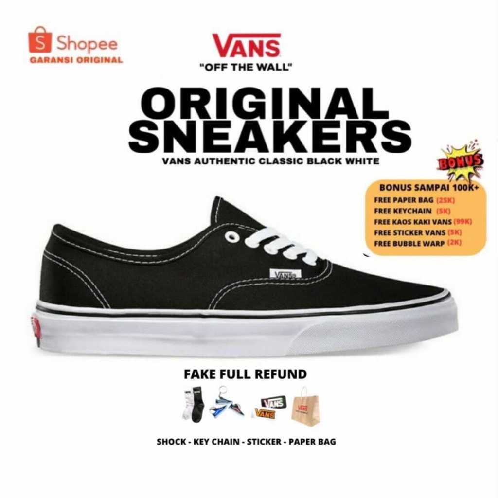 Jual Vans Authentic Classic Black White Original | Shopee Indonesia