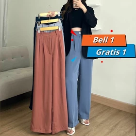 Loose Pants Trousers Celana Anti Kusut Celana Kulot Wanita Jumbo Highwaist Loose Pants Jumbo