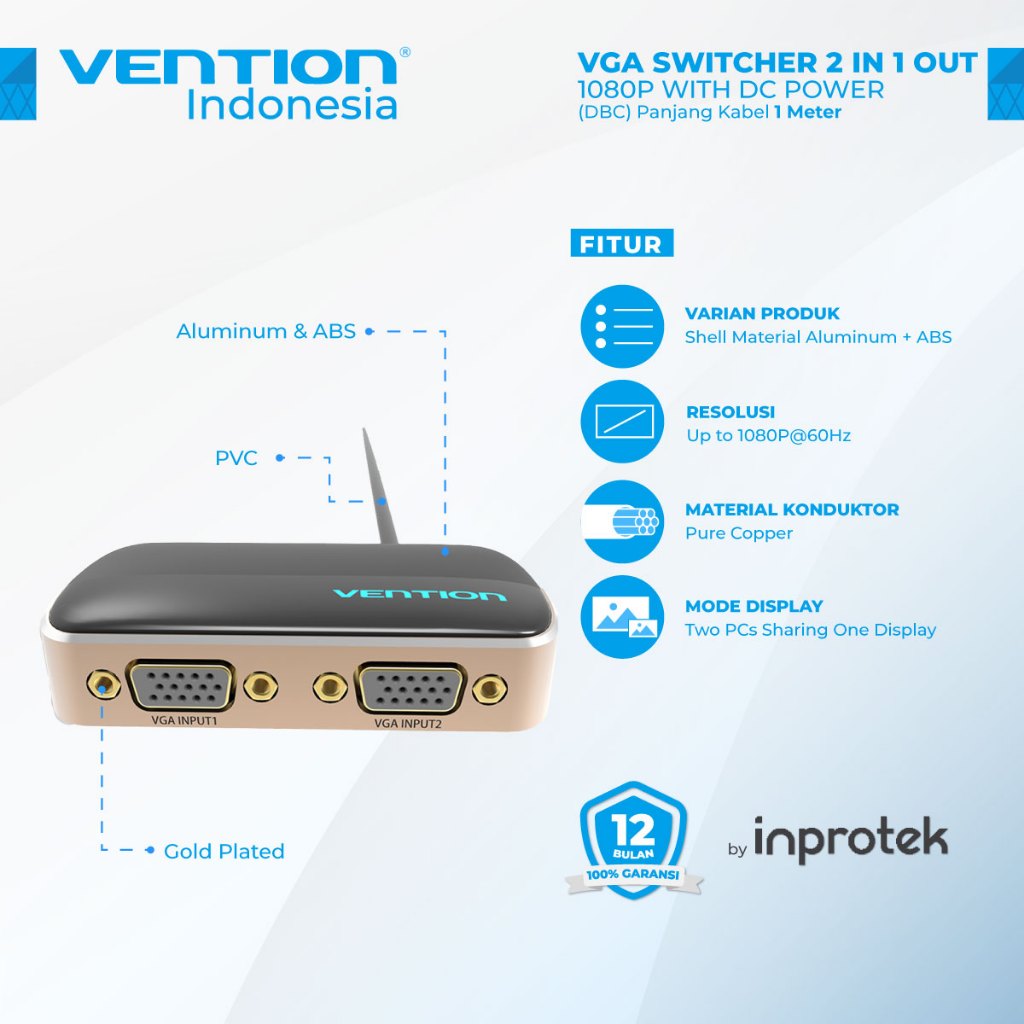 Jual Vention Vga Switcher Input Output P With Dc Power Shopee Indonesia