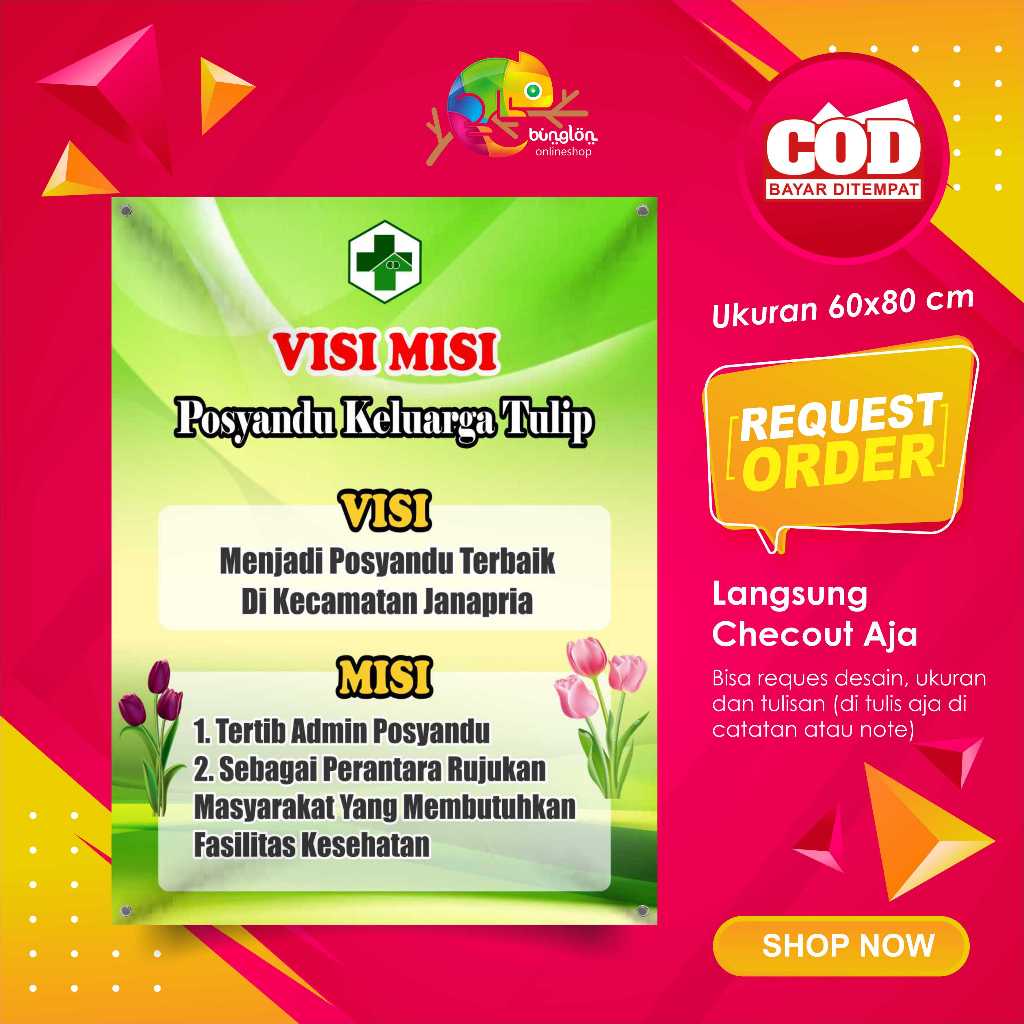 Jual Spanduk Banner 60x80 Visi Misi Posyandu Custom Desain | Shopee ...