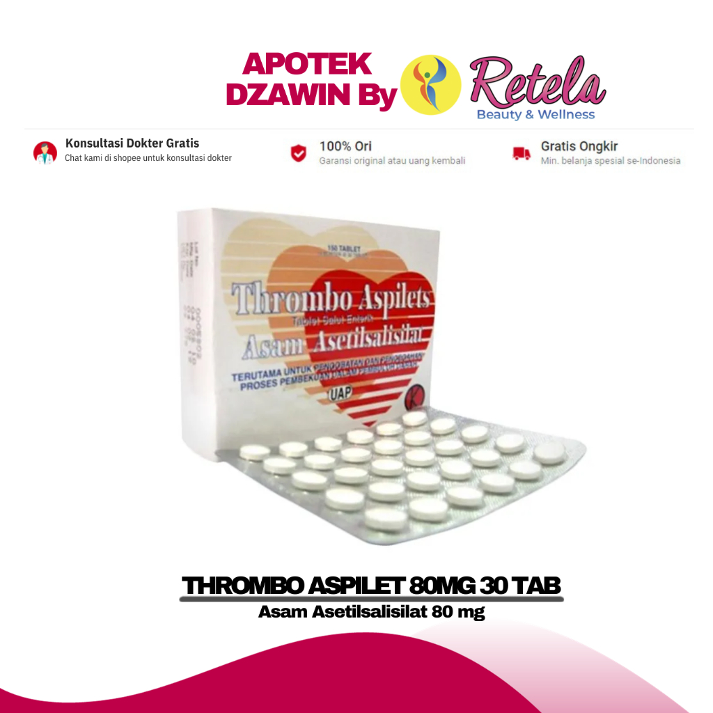 Jual Thrombo Aspilet 80mg 1 Strip 30 Tablet Asam Asetilsalisilat 80 Mg Shopee Indonesia 5852