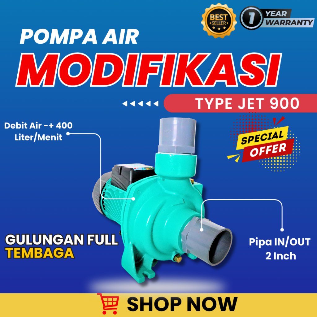 Jual Rekomendasi pompa air sumur tipe JET 900 pipa 2 dim hemat listrik