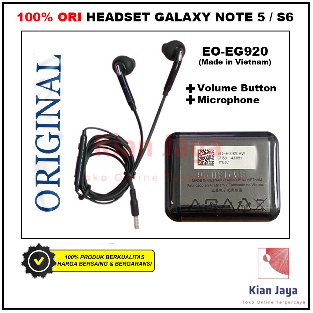 Jual [Garansi 100% ORI] Headset Galaxy Note S6 S7 ORI