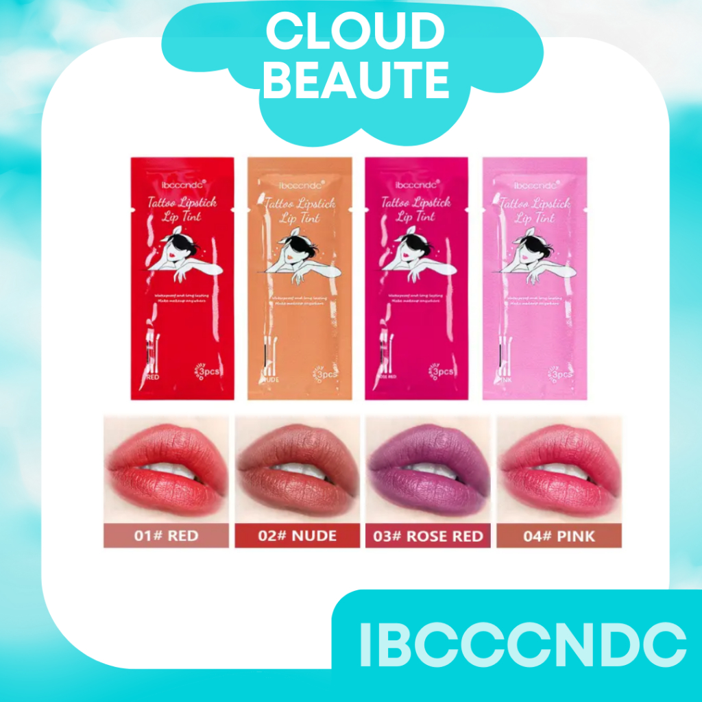 Jual IBCCCNDC Tattoo Lipstick Lip Tint Cotton Bud Waterproof And Long Lasting 1 pack isi 3