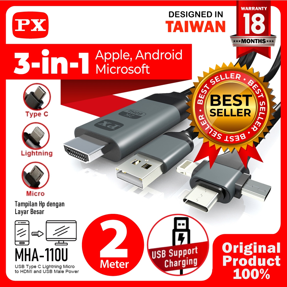 Jual Kabel MHL HDMI to Micro Lightning Type C Converter TV Android